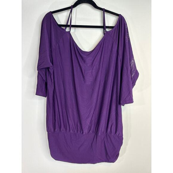 Dots Purple Cold Shoulder Raglan Studded Relaxed Blouse Plus Women's Sz. 3X NWT - Picture 6 of 9